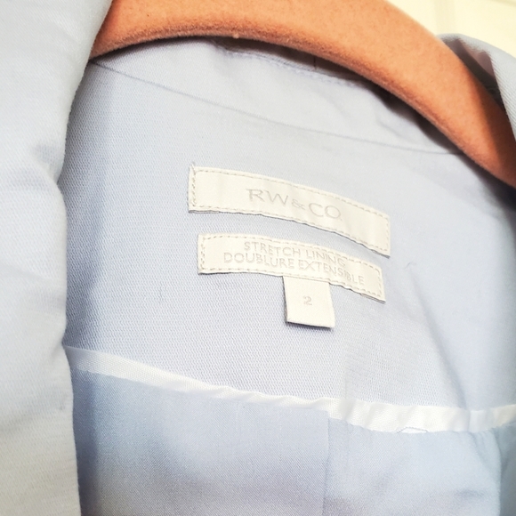 RW&CO light ice blue classic cotton blazer jacket size 2 fits XS pastel - Picture 6 of 16